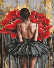 Алмазная мозаика - "Балерина с красными пионами" ©art_selena_ua, 40х50см