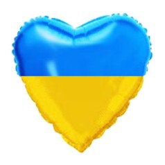 Шарик фольгированный "Сине-желтое сердце"