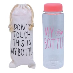 Бутылка для воды в мешочке "My Bottle", 500 мл (розовая крышка)