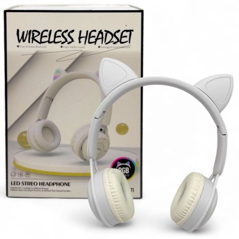 Навушники бездротові, підсвічування, Bluetooth, (БІЛІ)