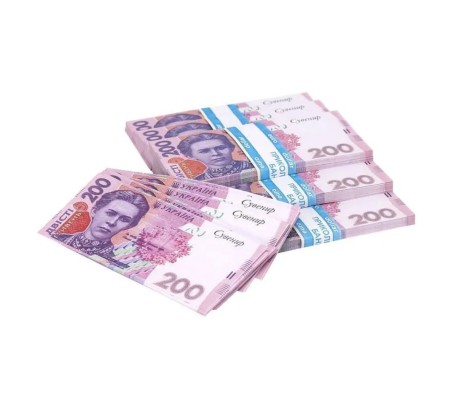 Сувенирные деньги 200 гривен новые (80 шт купюр)