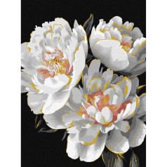 Картина по номерам с красками металлик "Белые бутоны" 30х40см