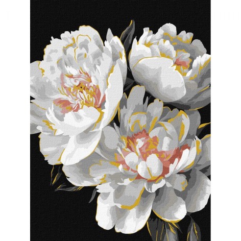 Картина по номерам с красками металлик "Белые бутоны" 30х40см
