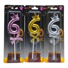 Свічка-цифра "6" з короною (35473)