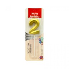 Свеча для торта "Цифра 2" (ЗОЛОТО)