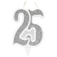 Свечка декоративная "25", серебро