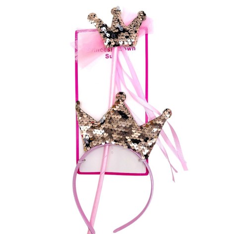 Набор новогодний (обруч с волшебной палочкой) "Корона" с пайетками