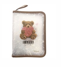 Папка на молнии, B5+, 20x27,5x2см, 400мкм диз. Мишка с сердцем