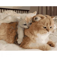Картина по номерам "Мама с котом"  ★★★★★