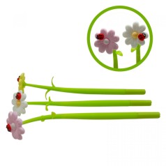 Ручка C 60782 (30/3) ЦІНА ЗА 48 ШТУК В БЛОЦІ, "Ромашка", гелева, синя паста