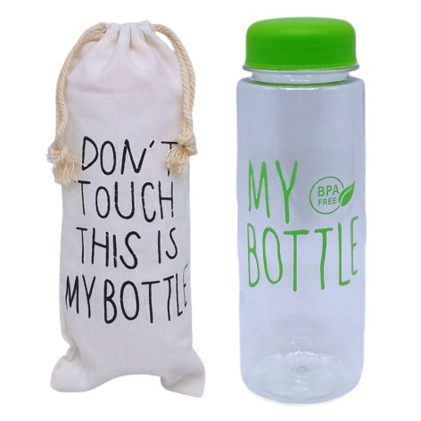 Бутылка для воды в мешочке "My Bottle", 500 мл (зеленая крышка)