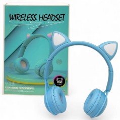 Навушники бездротові, підсвічування, Bluetooth, (БІРЮЗОВІ)