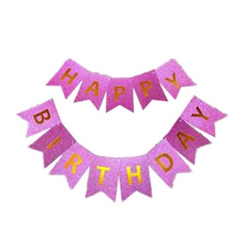 Гирлянда-растяжка флажка "Happy birthday" 12*16см-5м, розовая